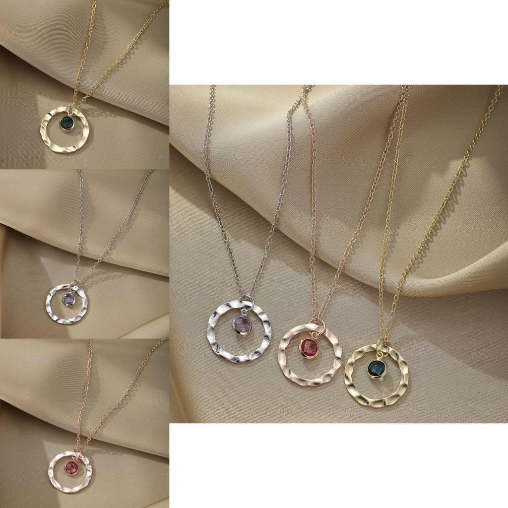 Stylish Gold And Sea Blue Glass Drop Necklace With Chic Circular And Ring Elements For Women