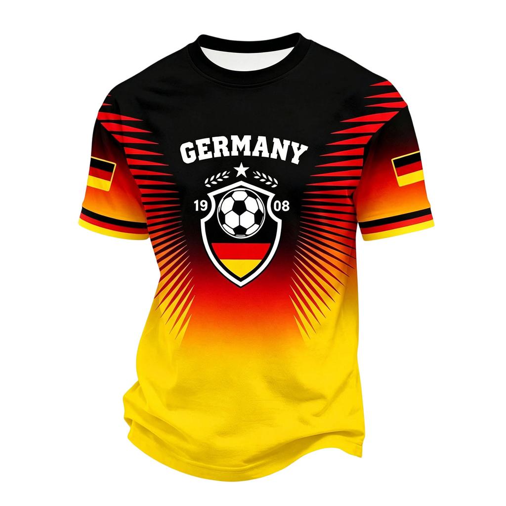 Men's Casual Printed Crew Neck Lightweight Breathable Short Sleeve Shirt Lettering Design Germany Soccer Theme