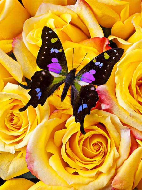 5D Diamond Painting Butterfly Cross Stitch Kit Full Drill Diamond Embroidery Flower Mosaic Daisy Rhinestone Handmade Gift