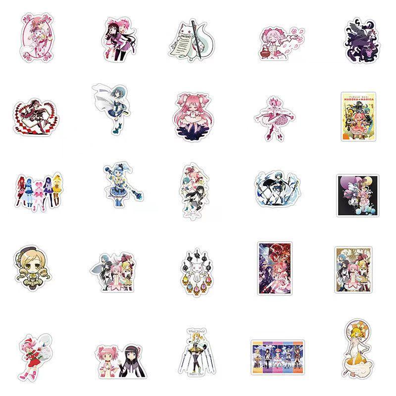 Puella Magi Madoka Magica Color Stickers, 50 Sheets (not Repeated), Waterproof and Sunscreen.