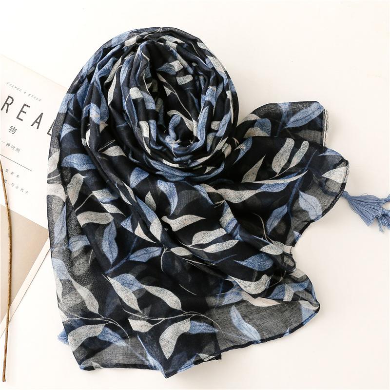 88*180cm Women Scarf Shawl Cotton Linen Feeling Tassel Pashmina Muslim Hijab Wrap Lady Viscose Scarf