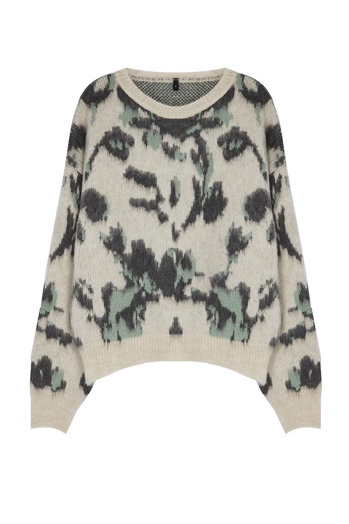 Women's Fashionable Stylish Sweater Stone Soft Textured Crew Neck Knitwear Sweater