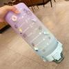 Sports Water Bottle with Time Marker Gradient Matte Motivational Water Bottle with Stickers for Outdoor Sports