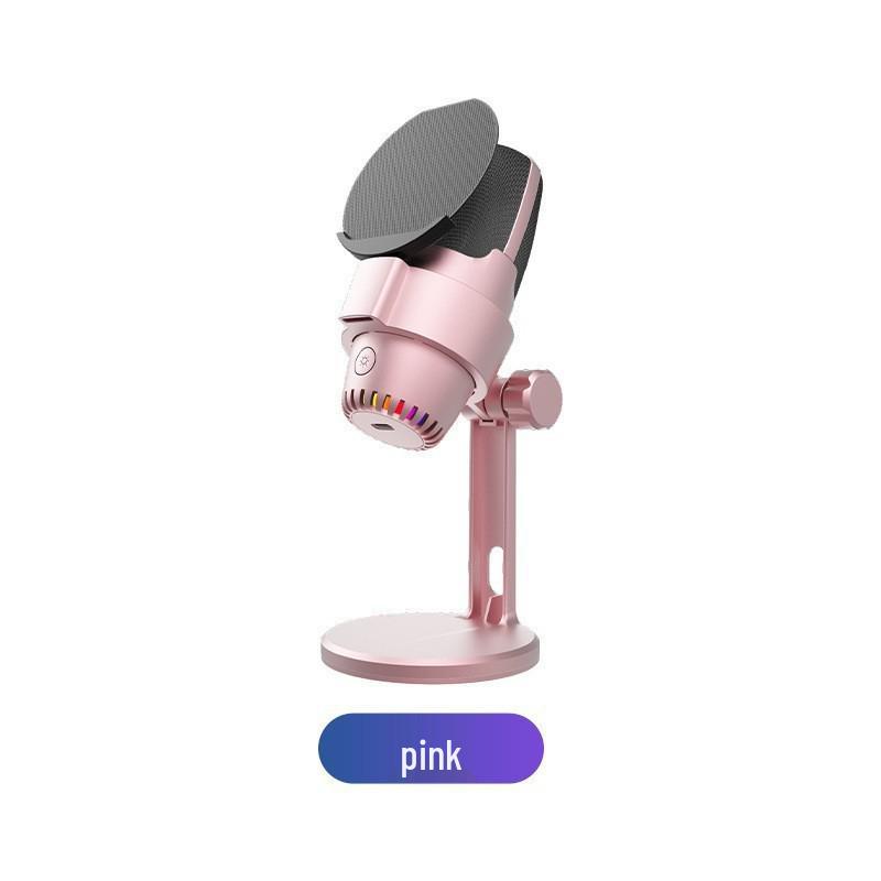 RGB USB Desktop Microphone with One-Key Noise Reduction for Gaming and Live Broadcasts