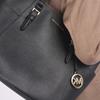 Michael Kors Mk Charlotte Vintage Solid Color Logo Pendant Large Capacity Commuter Tote Shopping Bag Women Tote Black 35T0GCFT7L-BLACK