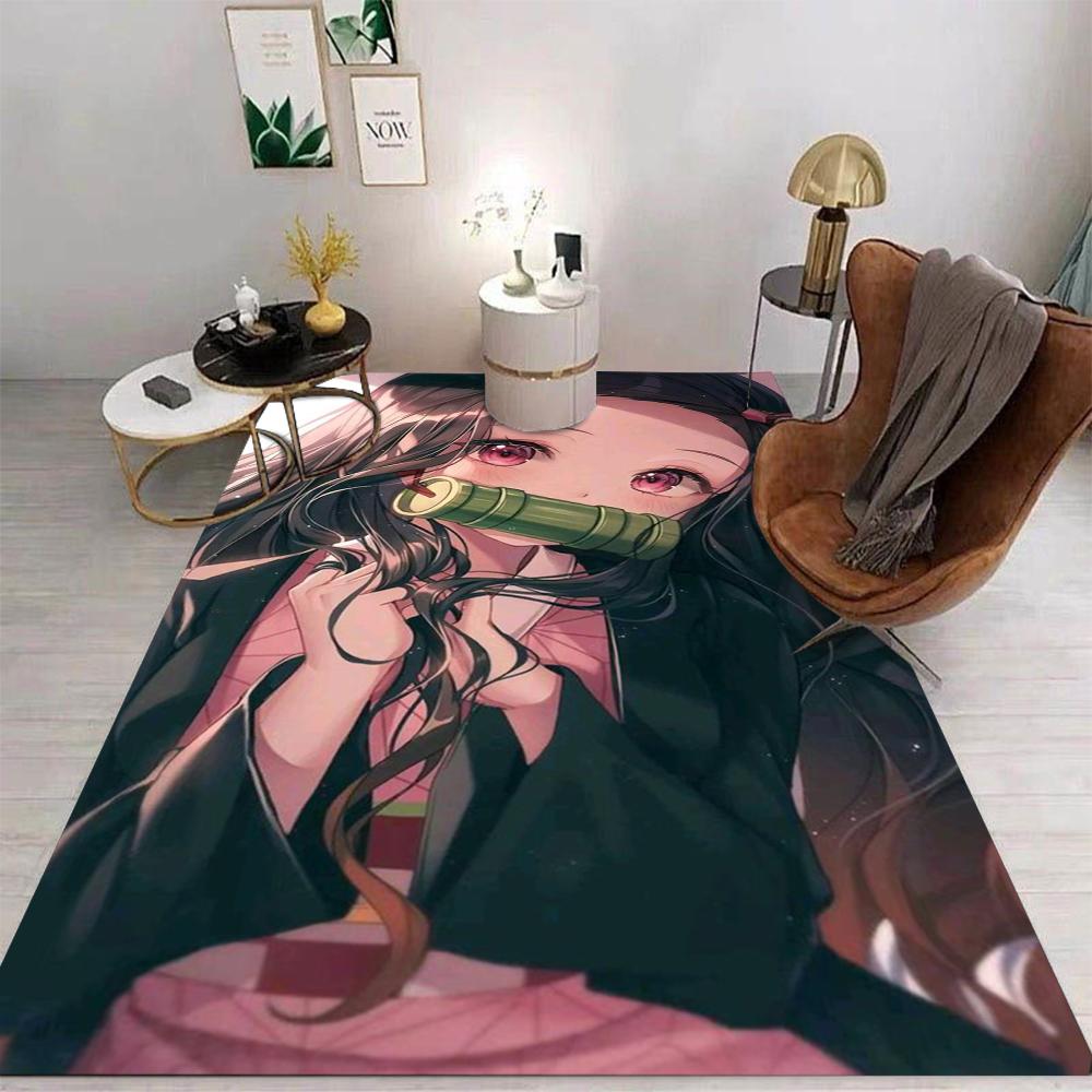 Tappeto Demon Slayer Cartone Animato Soggiorno Camera da Letto Cucina Divano Tavolo Balcone Tappetino Antiscivolo Lavabile Ornamenti Squisiti