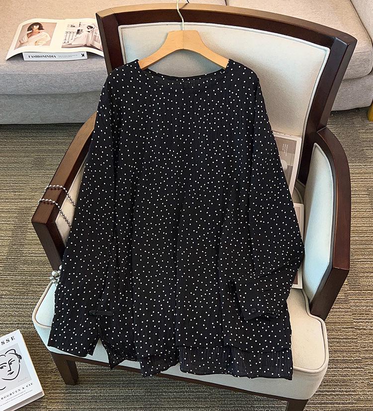 

2026 Plus Size Women s Casual Chiffon Top - Polka Dot/Floral, Spring/Summer, Loose Fit, 300 jin 4XL (Recommended Weight 65-95 kg)
