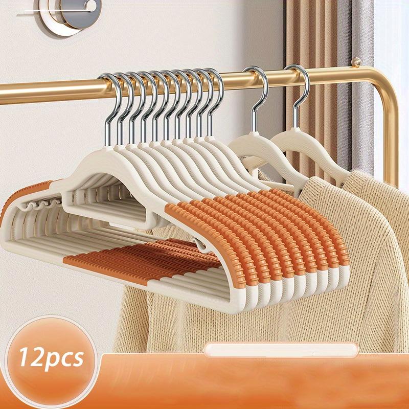 12-Pack Premium Plastic Clothes Hangers - Non-Slip, Contoured, Durable, Space-Saving Design for Home and Dorm Use