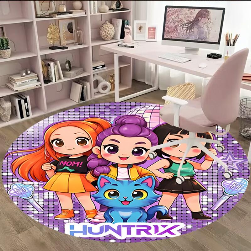 1pc Kpop Team Carpet, Round Rug, Comfortable, Suitable for Entryways, Living Rooms, Office, And Bedrooms, Christmas Decoration