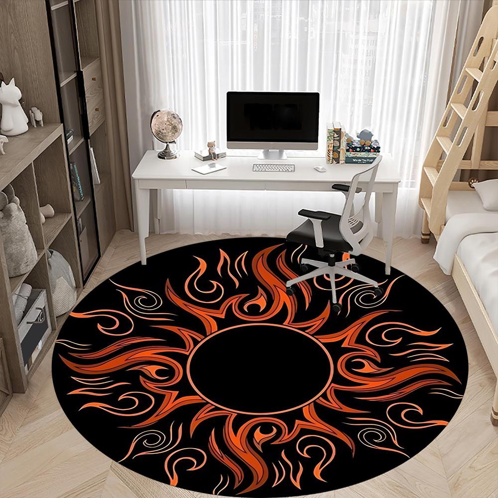 1PC Flame Design Chair Carpet for Office, Indoor Non-Slip Washable Carpet, Soft Comfortable Mat For Office Room yy250930227
