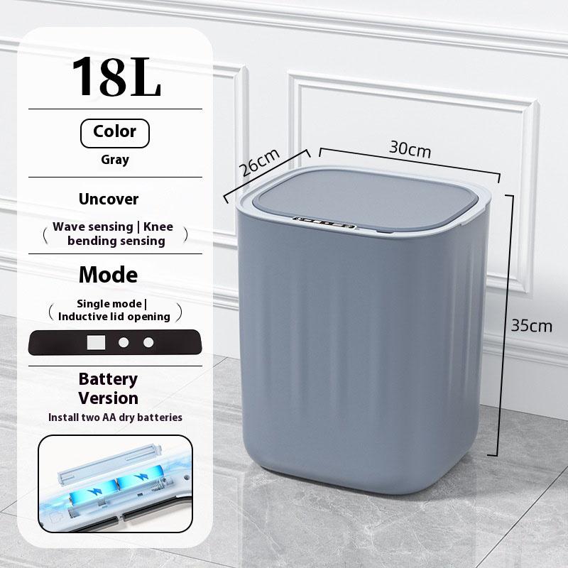 

18L Smart Sensor Trash Can With Display Type-C Recharging Automatic Wastebin For Bathroom Kitchen Toilet Wastebasket Smart home Battery сірий