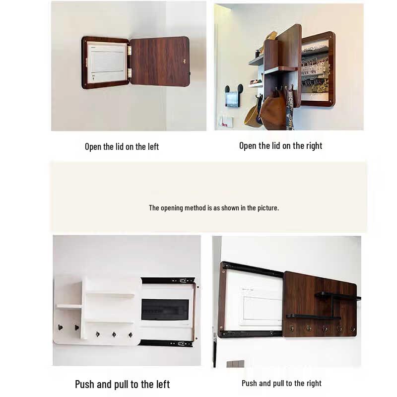 Black Walnut Sliding Electric Meter Box Cover with Shelf