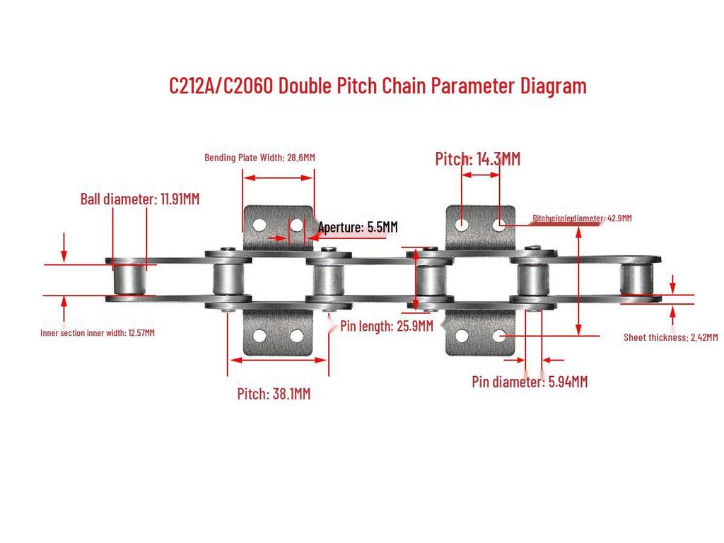 10A32A Single/Double Hole Double Pitch Small Roller Transfer Chain