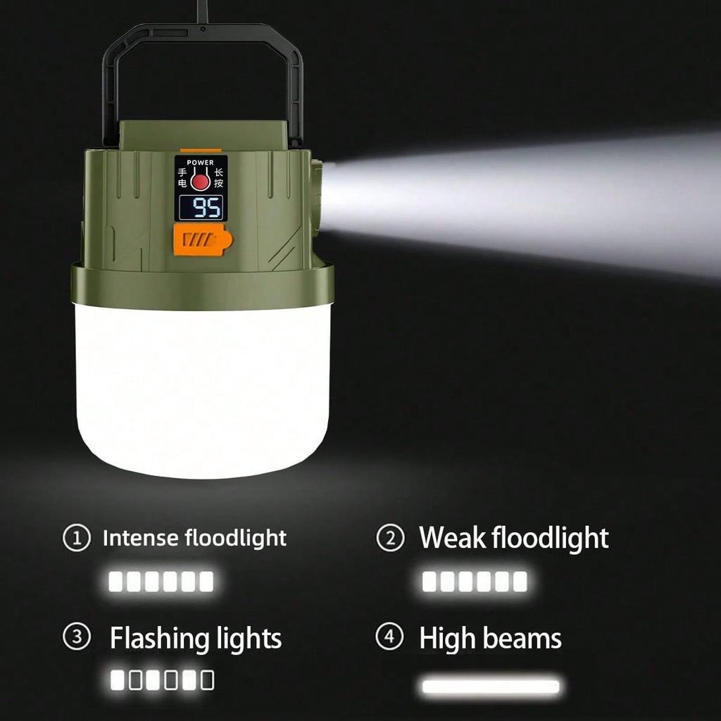 1200mAh Portable Rechargeable LED Camping Light Solar Strip for Outdoor Hiking Emergency Power Outage Tent Hanging Light Bulb