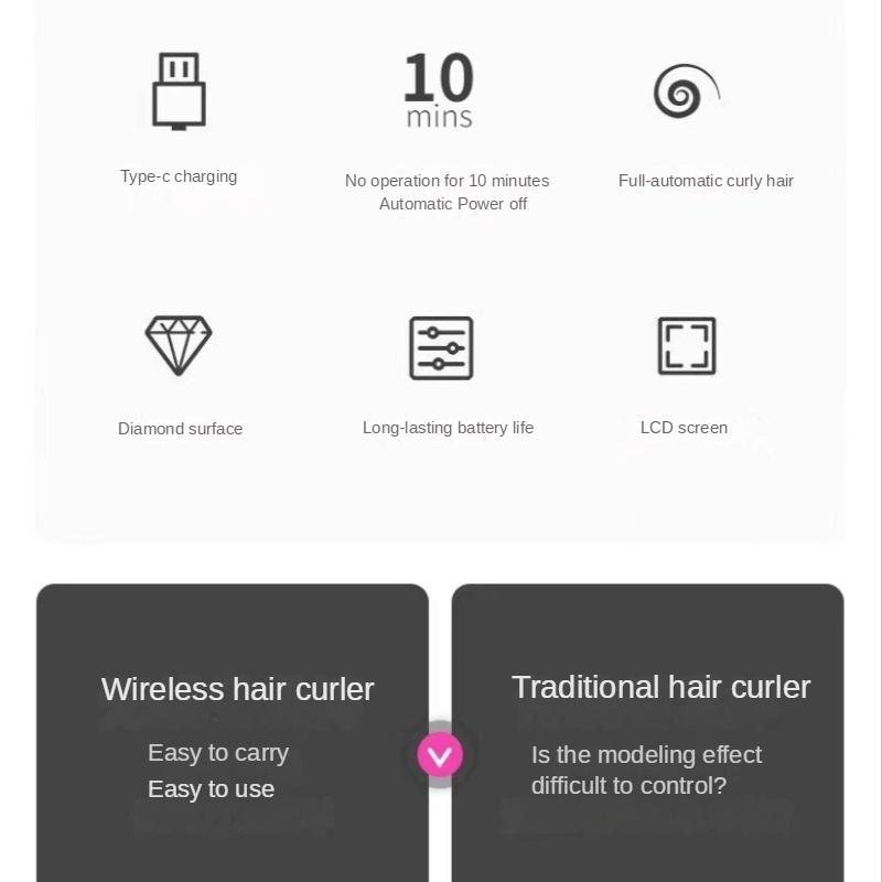 Electric Automatic Hair Curler Wireless Curling Iron Rotating Styling Portable Hairdresser Household Cur