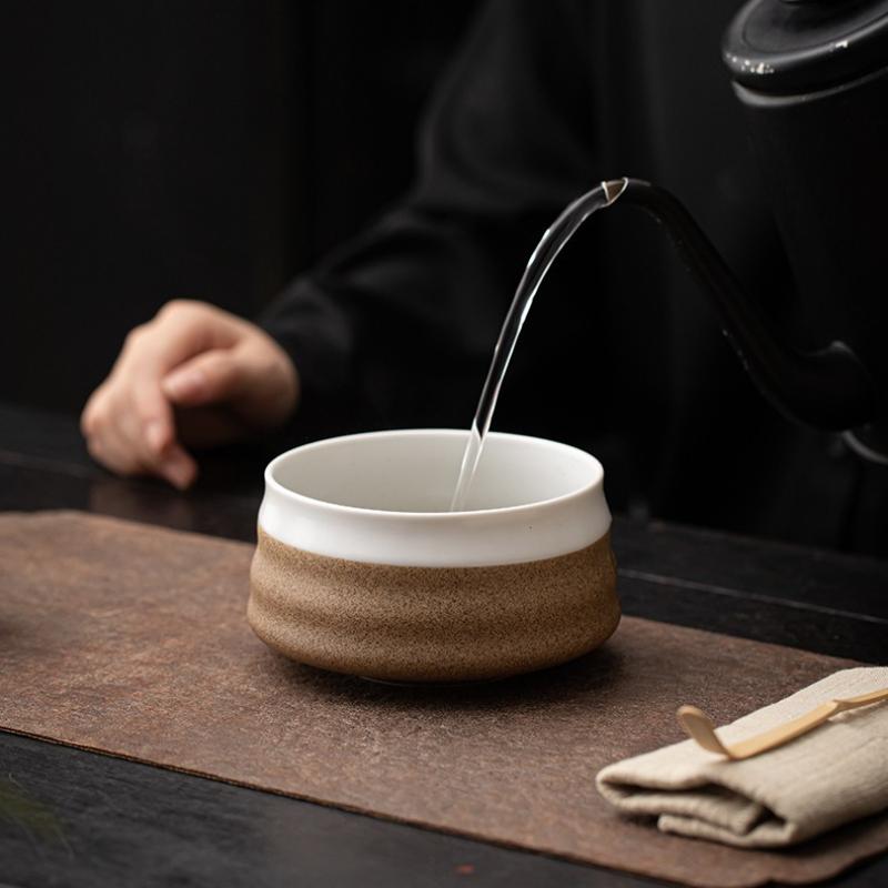 Japanese style tea bowl, new handmade retro thread matcha bowl, ceramic dry brewing bowltea ordering tool accessories