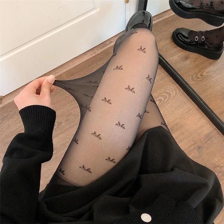 Heart Dot Print Stocking Women Sexy Tights Fishnet Mesh Seamless Pantyhose Nylon Black White Nightclub Female Ladies Silk Tights