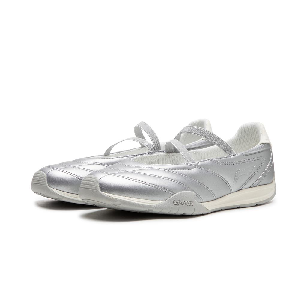 Li Ning Film Ballet Slip Resistant, Abrasion Resistant, Lightweight Low Top Casual Shoes Women's Silver AGLW072-3