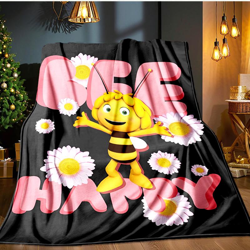 Bee Adventure Maya Blanket Flannel Throw for Sofa, Indoor, Camping, Living Room, Office, Chair, And Bed Soft Birthday Gift