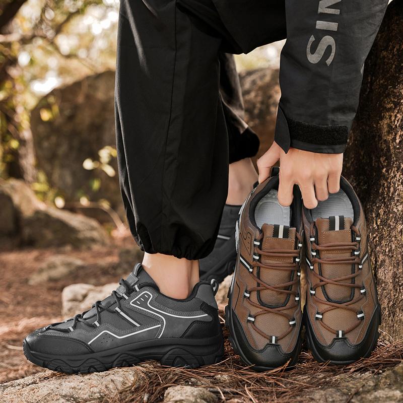 New All-season Men Low Top Casual Sneakers, Thick Sole Anti-Slip Wear-Resistant Breathable Mesh Hiking & Mountaineering Shoes