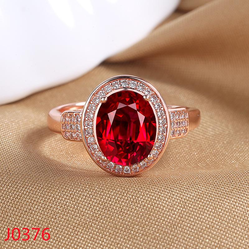 2026 18K Rose Gold-plated Pigeon Blood Ruby Ring Women's Light Luxury Diamond-set Engagement Ring Colored Open Index Finger Ring
