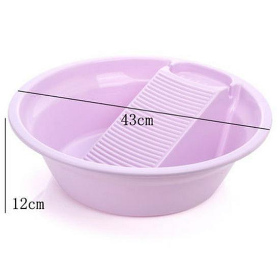 Thickened Plastic Washbasin with Washboard for Laundry and Baby Clothes