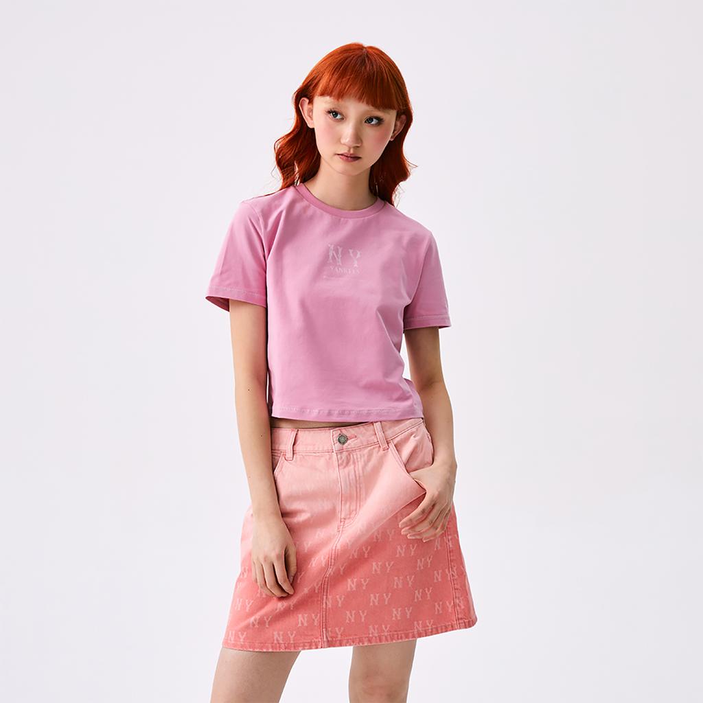 New MLB New York Yankees Basic Collection SS25 T Shirt Women's Pink 3FTSB0453-50PKP