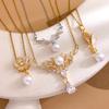 Necklace New Niche Versatile Flower Pearl Necklace Sweet Light Luxury Fashion High Sense Does Not Fade Titanium Steel Necklace