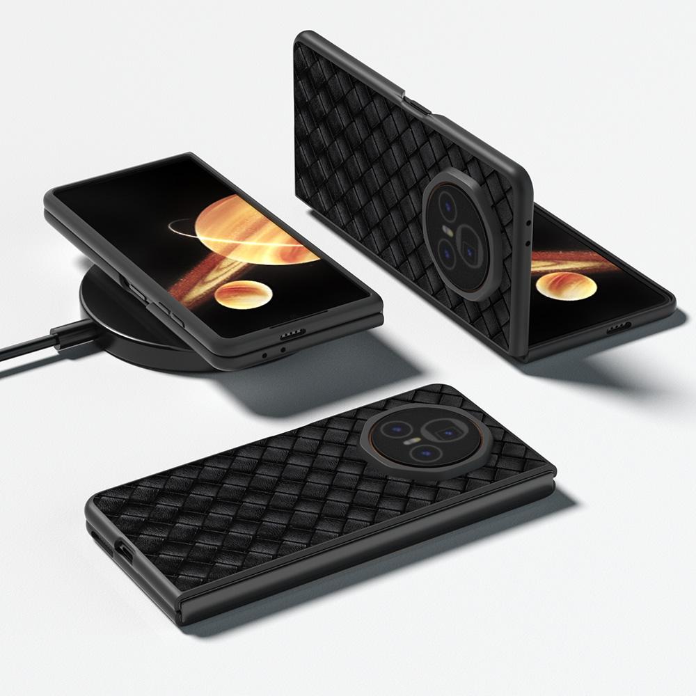 For Honor Magic V3 5G Case Woven Texture PU Leather Coated PC Mobile Phone Cover