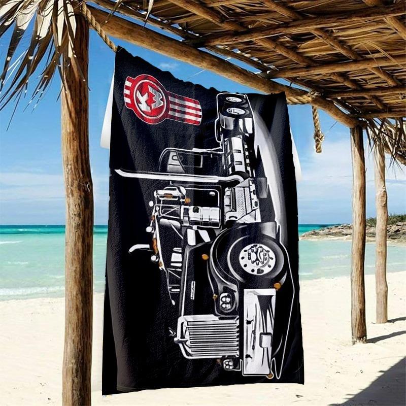 1PC Truck Driver Beach Towel, Polyester Quick Dry Towel, Lightweight & Soft for Swimming & Travel, Unisex, Ideal for Beach, Surf