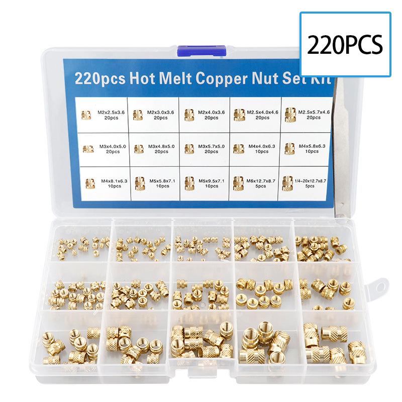 

220 Copper Nut Box Set Double Diagonal Soil Eight Copper Nut Hot Melt Rolled Nut Set