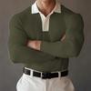 Чоловіча вафельна сорочка-поло з лацканами, на ґудзиках, з довгим рукавом 2025
