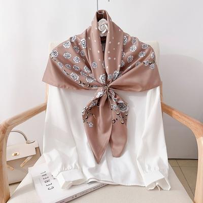 90CM Four Seasons Square Large Square Scarf Luxury Decorative Shirt Professional Headscarf Hairband Sunscreen Headscarf