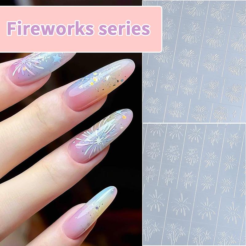 Vollständig transparente hohle Feuerwerk Nagelsticker Sprühschablonen Weihnachtsbaum Schneeflockenmuster Klopfklebe Werkzeug