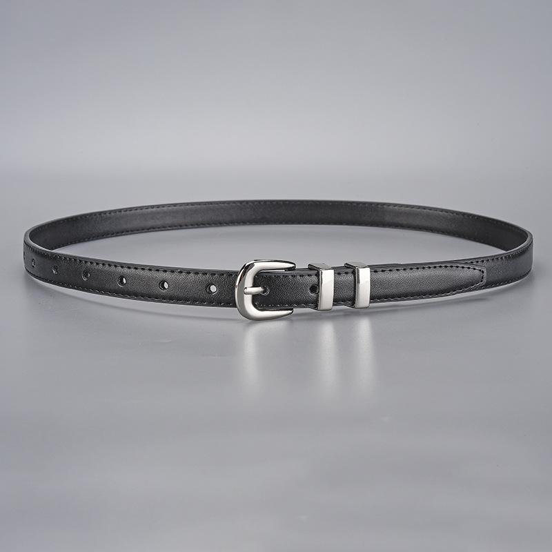 

Кожаная серебряная пряжка, Высококачественный декоративный женский тонкий ремень, Простой, Можно сочетать с джинсами, Костюмный ремень 110cm чёрный