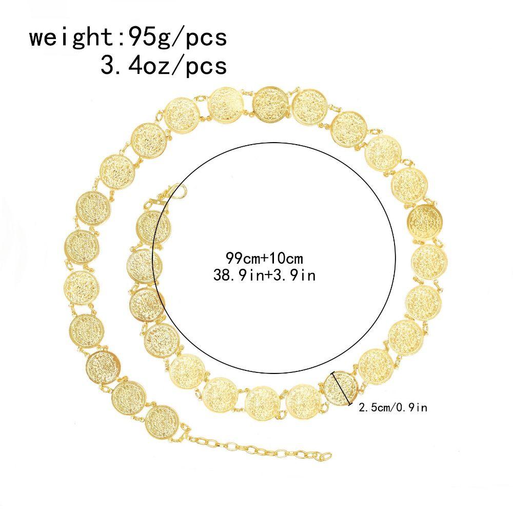 Traditional Metal Ethnic Style Belt Tassel Thailand Gold Belt Wrist Jewelry Hollow Out Metal Coin Waist Chain Party Decoration