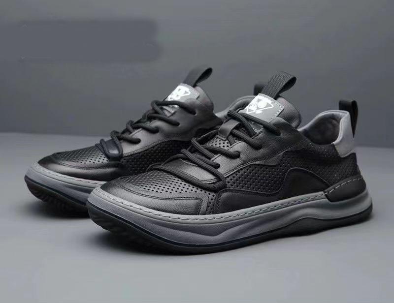 Neue Schuhe für Herren Echtleder Freizeitschuhe Trend Sportstil Atmungsaktive Rindslederschuhe Jugend Schnür-Sneakers