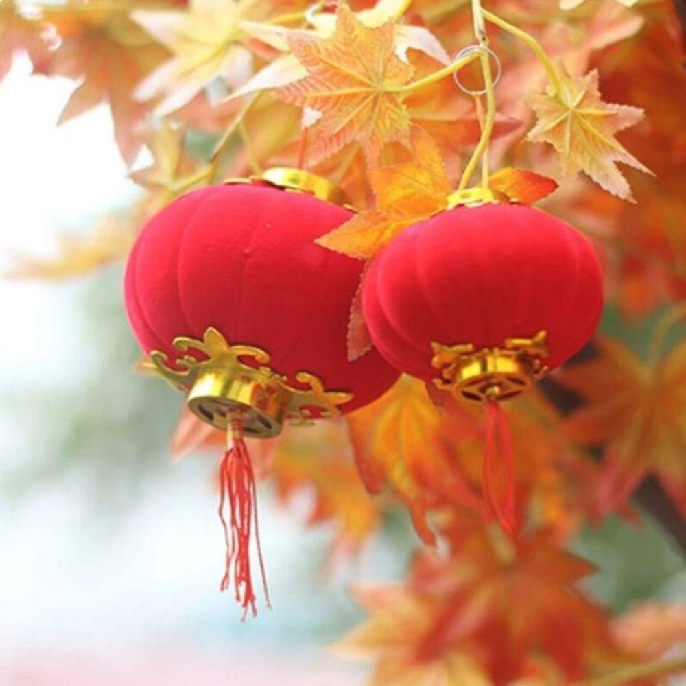 6/25/30Pcs Flocking Cloth Flocking Festive Lantern Handmade Bonsai Hanging Pendant  Festive Supplies