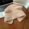 Bear hat women's autumn and winter warm ear protection knitted hat big head circumference show face small bucket hat