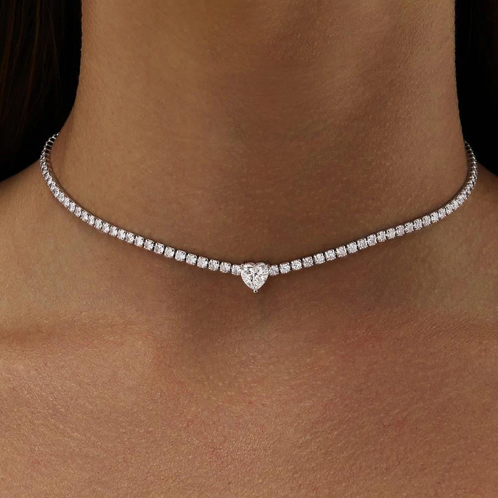 2mm Full Moissanite Diamond Tennis Necklace