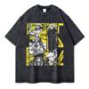 Roronoa Zoro T-shirts Vintage Washed Anime One P-Piece T-shirt Streetwear Oversized L-Luffy Manga Tops Tees Cotton
