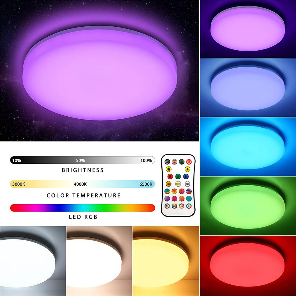 Inteligentní RGB LED stropní svítidla s dálkovým ovládáním, funkce časovače Panelové lampy Jas Stmívatelné vnitřní domácí osvětlení
