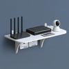 Router Floating Shelf Wall Mount with Hooks Power Strip TV Box Storage Cable Management No Drill Holder Home Office Organizer