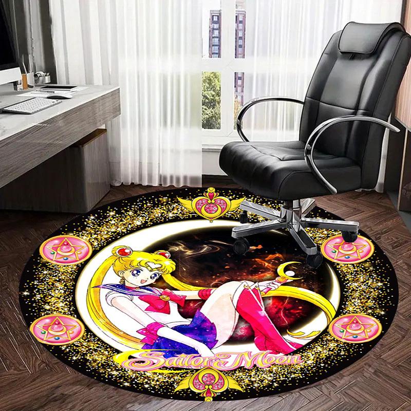 1pc Sailor Moon Cosmic Artwork Round Carpet, Made of Polyester,Perfect for Decorating Office Chairs, Living Rooms