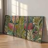 Botanical Wall Art Set of 3 Vintage Protea Floral Prints Green and Pink Nature Art for Living Room or Bedroom Decor Gift Poster