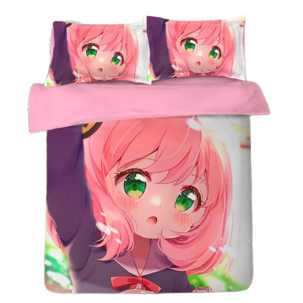 Spy Family Bedding Set Anime Anya Duvet Cover,Spy X Family Bedding Twin Queen Size Kids Bedroom Decor