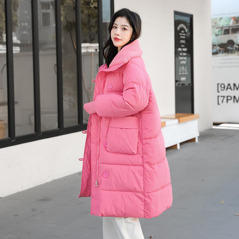 

Winter Lapel Down Cotton-padded Jacket Female s Long Thick Short Cotton-padded Jacket Korean Waist Cotton-padded Jacket High Quality S розовый