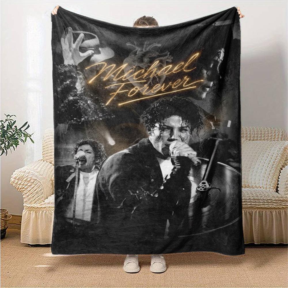 Michael Jackson Sempre Stella della Musica Collage Stampa Coperta di Flanella Morbida Calda Coperta da Divano Decorazione per Letto