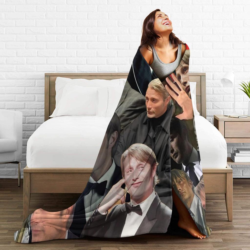 Mads Mikkelsen Decke Camping Flanell Überwurfdecke Für Schlafzimmer Warm Weich Individuelle Qualität Tagesdecke Geschenk