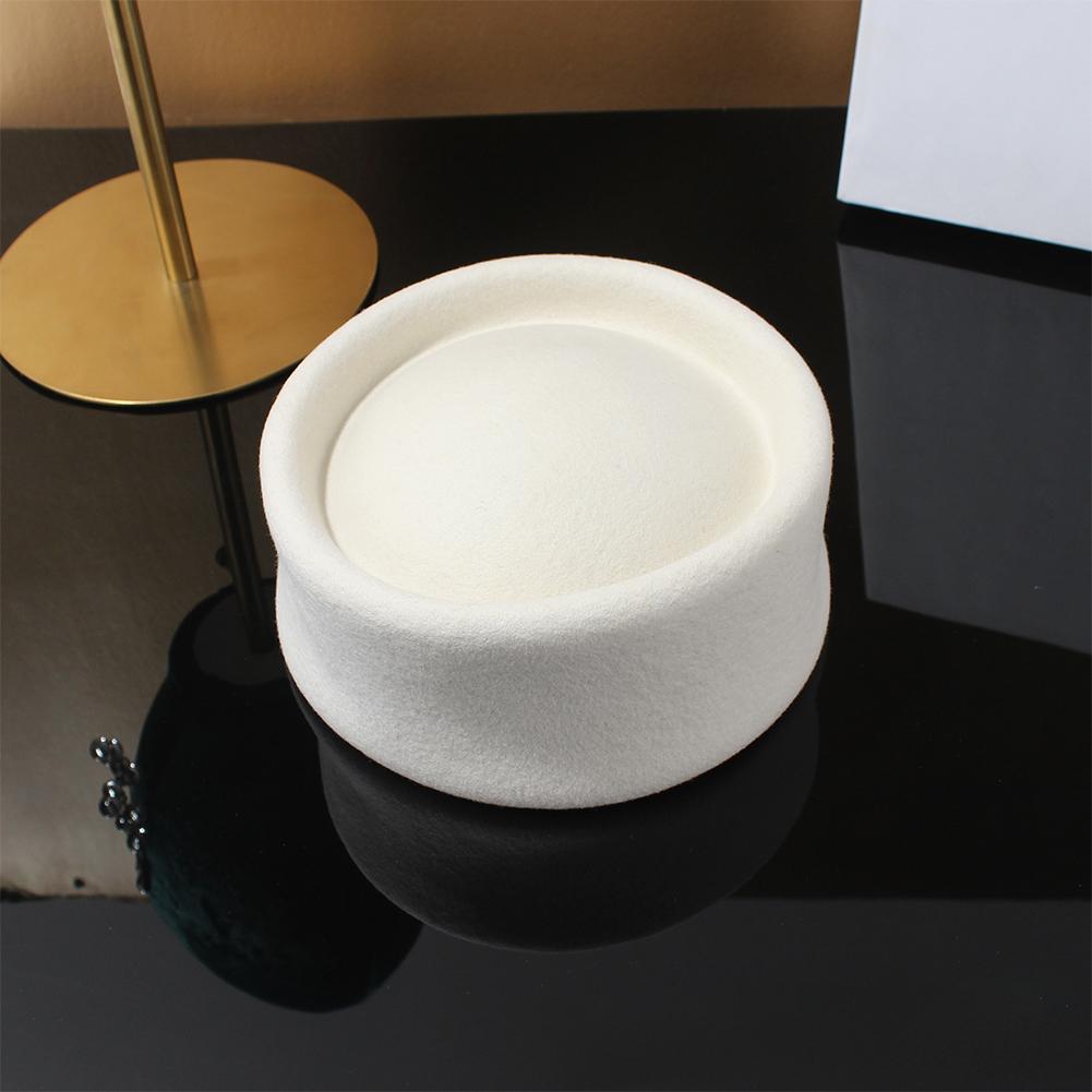Women British Retro Wool Felt Beret Hard Concave Top Elegant Mini Hat For Formal Wedding Party Garment Accessory